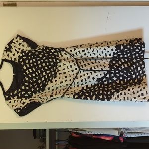 TALBOT'S Black & White Abstract Mini Dress, Crew Neck, 8P